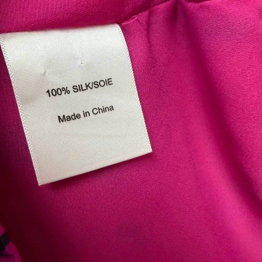Tory Burch Pure Silk Pink Red Black Belted Tie Waist Mini Dress Size 2 Preppy
